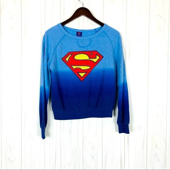 Superman Sweatshirt Blue Juniors M (7/9) - Picture 1 of 3